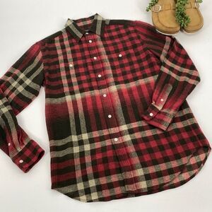 Polo Ralph Lauren Vintage Wool Cashmere Blend Plaid Button Down Flannel Shirt XS